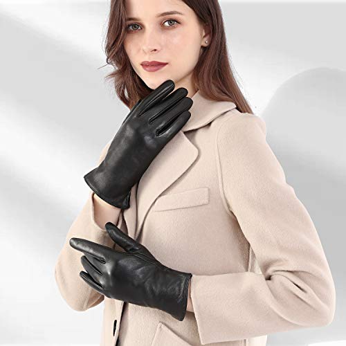 Image of Air Curvey Winter Touch Screen Leather Gloves Womens Driving Glove Warm Lining