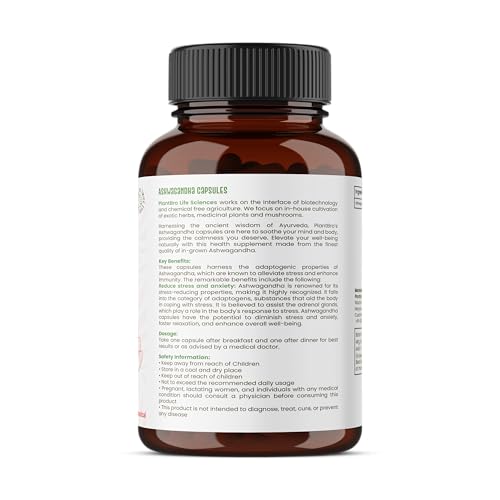 Image of Organic Ashwagandha Capsules - 650mg | Nano Extract for Stress Relief, Sleep Support & Calmness | Natural Energy, Strength & Immunity Booster (60 Capsules)