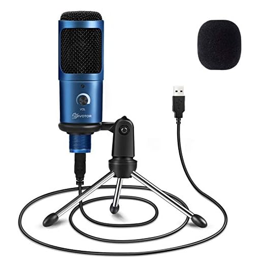 EIVOTOR Micrófono PC & Micrófono de Metal de Condensador Computadora USB Plug & Play con Soporte Trípode para Grabación, Podcasting, Transmisión, Youtube para Laptop Desktop iMac PC, Azul.