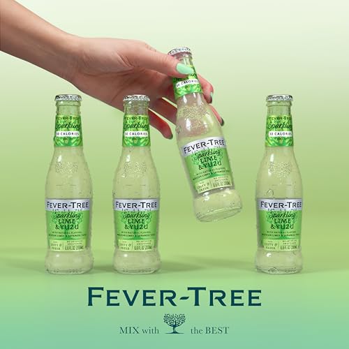 Image of Fever-Tree Sparkling Lime & Yuzu - Premium Soda Mixer for Cocktails and Mocktails, 6.8 fl oz Bottles, Pack of 24 - Naturally Sourced, Non-GMO