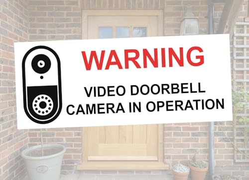 Warning Video Doorbell Camera In Operation Sign Notice Adhesive Sticker 160mm x 65mm