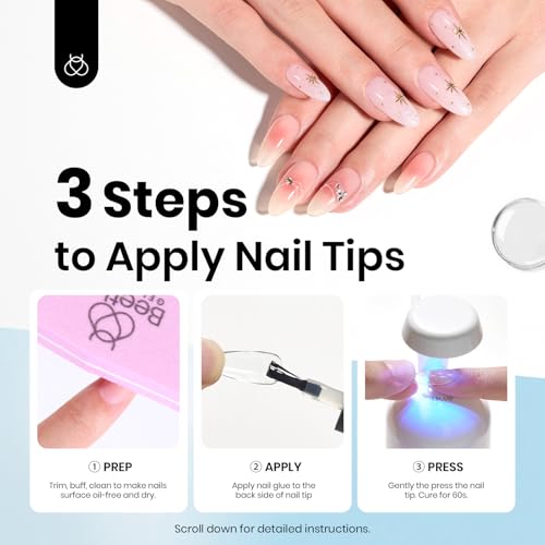 beetles Gel Polish 9 In 1 Gel Nail Glue for Clear Acrylic Nail Tips 2 Pcs 15ml Long Lasting Nail Gel Kit for False Nails Tips, Base Blooming Nail Gel, Spring Nail Art, U V Light Required - Thumbnail 5