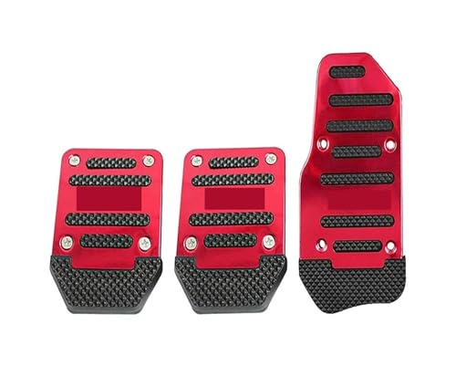 WHSDBPXP Brake Pedal Universal Aluminum Automatic/Manual Transmission Car Pedal Cover Set Kit car Foot Pads(Manual Red Set)