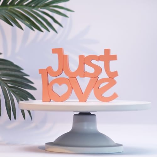 Image of NUKKAD TALES Just Love Showpiece Pink Home Decor Items for Bedroom Living Room Decoration Items for Center Table Book Shelf Gift Items for Couples Gift for Girls (7 x 4.70 inch)