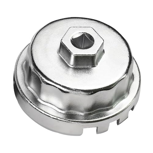 64.5mm 14 Flutes Oil Filter Wrench Cap 3/8" Oil Filter Cap Removal Tool Engine Oil Filters Socket Cup for Toyota Lexus CT200h Scion Prius Prius V Corolla Matrix Auris Rav4 1.8 Liter Engines Highlander