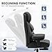 BestGlory Office Desk Chair, Big and Tall Leather Gaming Chair with Footrest, Wide Ergonomic Comfy Executive High-Back Reclining Computer Chairs, Swivel Rolling Wheels and Padded Lumbar Support, Black