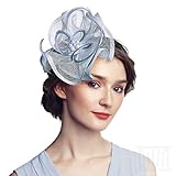 Flower Fascinator Headband Tea Party Wedding Cocktail Derby Hats for Women (Sky Blue)