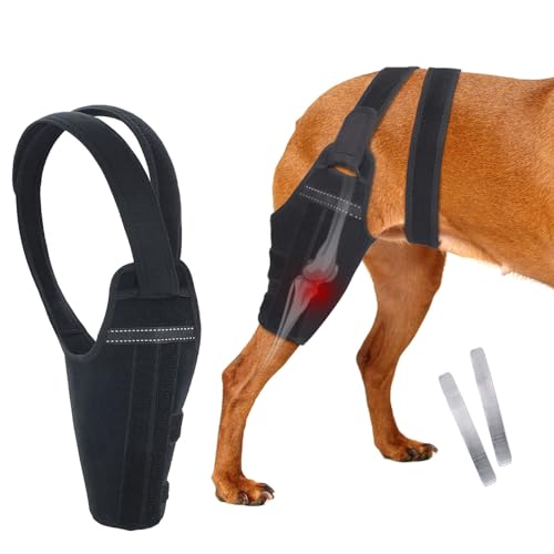 Dog Knee Brace for Torn ACL Hind Leg–Adjustable Support Dog Leg Brace for Back Leg with 2 Stabilizers, Hip Support to Reduces Pain Luxating Patella , Ligament Injuries, CCL (Black, Left Leg, 2XL)