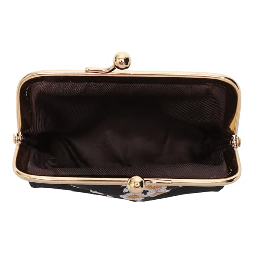 1Pcs Pouch Wallet Plum Blossom Embroidery Snap Wallet PU Leather Black 11x10cm3