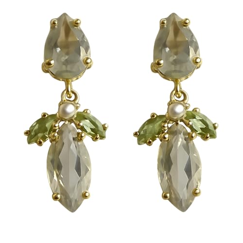 Boucles d'oreilles améthyste verte anti-allergie argent 925 plaqué or