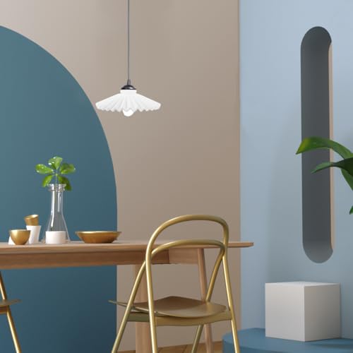 Image of Angoily Ceramic Pendant Lampshade 8.26X8.26X2.36In White Hanging Lamp Cover for Chandelier Ceiling Light and Vanity Lighting