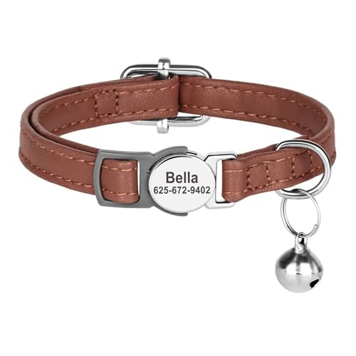Customisable PU Leather Pet Collar With Bell Anti-Lost Adjustable Chihuahuas Pugs Schnauzers Bulldogs Collar,���F,20?30 Cm