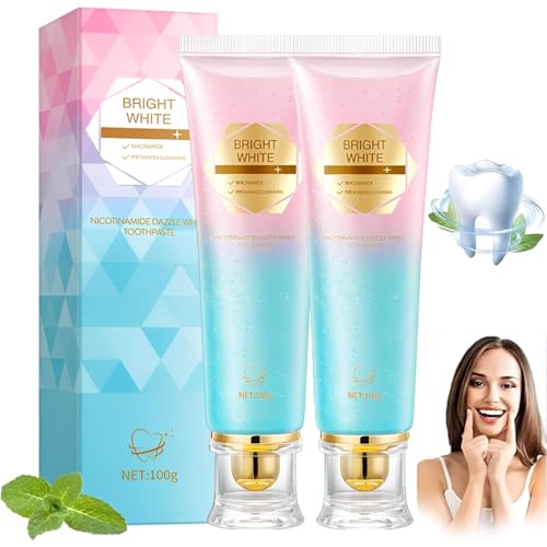 GNHG 2pcs Pasta De Dientes Blanqueador De Niacinamida,Pasta Blanqueadora Dientes,Pasta De Blanqueadora Radiante,Whitening Toothpaste Para Dientes Más Blancos y Aliento Fresco
