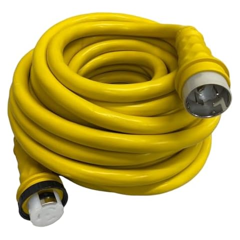 Amp Up Marine & RV Cords 125/250 Volt 50 Amp Marine Shore Power Boat Cord, Yellow, 75 ft, 6 Gauge, 4 Conductors - 21517 Cover