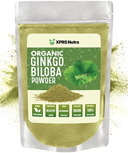 XPRS Nutra Organic Ginkgo Biloba Powder - Ginkgo Biloba Powder Promotes Healthy Brain Function - Ginko Leaf Extract Supports Healthy Aging - Vegan and Vegetarian Friendly (8 oz)