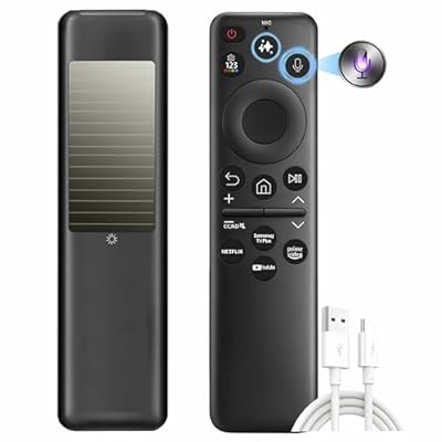 Universal Solarcell Remote, Rechargeable Samsung Smart TV Remote 2025-2020, for Samsung Remote Control for Smart TV, AI, Solar Powered, Self-Charging, Voice Control, Bluetooth