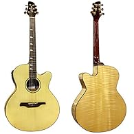 TOP SOLID SPRUCE 'AAA' Exceptional Tone Wood FINGERBOARD ROSEWOOD Nicely finished and smoothly fretted TRUSS ROD 2 WAY Increases tuning stability BACK & SIDES FLAME MAPLE Beautiful to look at - great in sound BRIDGE ROSEWOOD Asymmetric design for per...