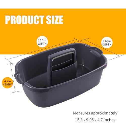 Omirome 2-Pack Large Gray Cleaning Caddy for Cleaning Supplies with Handle - Portable Plastic Tote Organizer for Shower, Bathroom, Kitchen, Under Sink Storage by Omirome - Used condition - Image 2