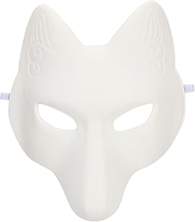 PRETYZOOM Fox Mask DIY Paintable Halloween Mask Unfinished White Paper Blank Mask Craft Mask Halloween Party Masquerade Party Supplies
