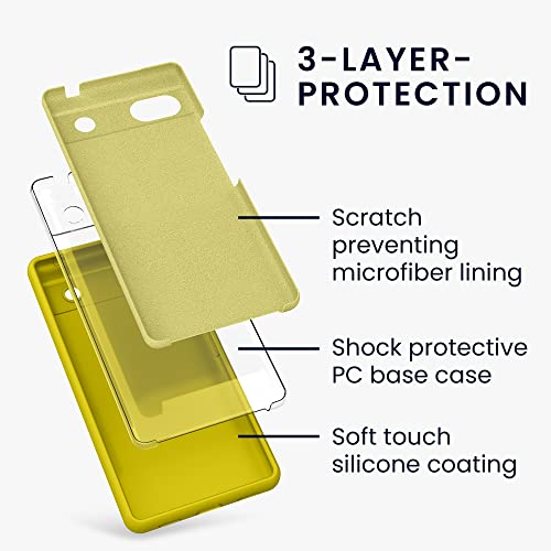 kwmobile Case Compatible with Google Pixel 6a Case - TPU Silicone Phone Cover with Soft Finish - Radiant Yellow - Image 2