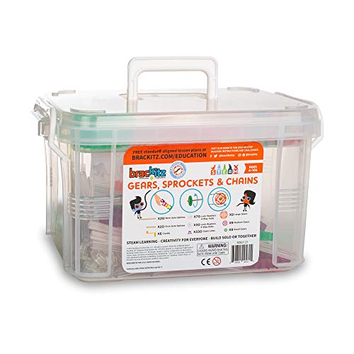 Brackitz Structures - Gears, Sprockets & Chains STEM Learning Toys for Kids PreK-6  503 Pc Extension Set
