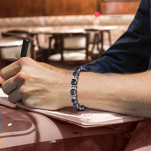 Orfan Custom Bead Bracelet With Name Personalized Stone Bead Bracelet For Men Chakra Stone Bracelets Personalized Bead Bracelet Men Customized Tiger Eye Lava Bracelet Men (Silver, Name 1) #TOP7