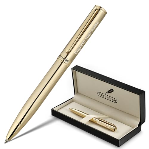 Image of BEILUNER Personalized Gold Gel Pen, Stunning Luxury Pens with 24K Gold Finish, Black Ink Refill, Executive Gift Set for Family & Friends,Writing,Fancy,Office,Retractable, Graduation,Nice Designer Pens