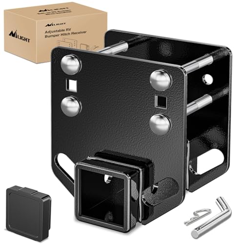 Image of Nilight RV Bumper Hitch Receiver, Height Adjustable Trailer Hitch Adapter, 2 inch Receiver for RV Bumper, Heavy Duty Steel RV Hitch for Cargo Carrier Bike Rack Trailer Towing Ball Mounts