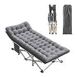 Aivernses Camping Cot, Portable Folding Bed for Adults with Comfortable Mattress and Carry Bag, Heavy Duty Sleeping Cot for Home Office Outdoor Camping, Supports 600lbs (Grey)