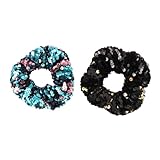 EPIGEIST 2 piezas Coleteros Elásticos con Lentejuelas de Escamas de Cintas Brillantes para Cabello de Niñas y Mujeres Accesorios para Peinados con Sujeción para Coletas Diseño Reversible y