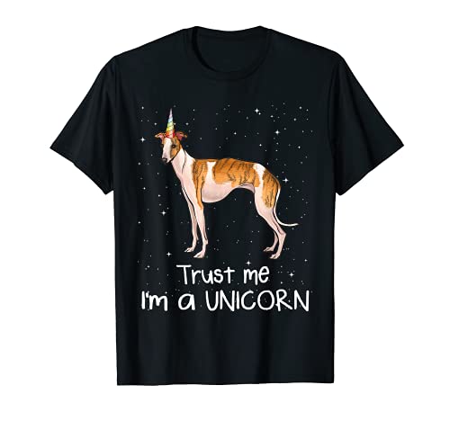 Funny Whippet Trust Me I'm A Unicorn Dog T-Shirt, Black