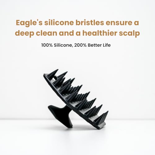 Image of Eagle - Silicone Scalp Scrubber for Men | Deep Cleansing Head Massager for Dandruff, Hair Wash & Oil Removal | Gentle & Durable Grooming Tool for Hair & Scalp Care