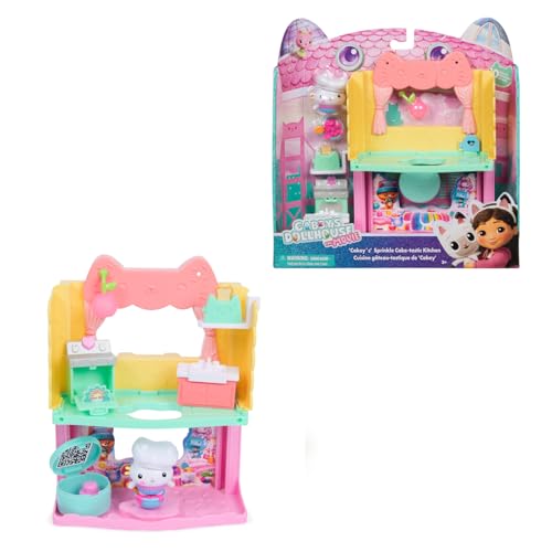 Gabby et la Maison Magique Le Film - Gabby Dollhouse - Cuisine avec P'tiChou - Double Espace De Jeu - 1 Figurine Et 7 Accessoires - Dessin Animé Pièce pour...
