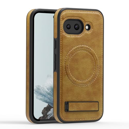 Image of Lunivop for Google Pixel 9a Case Leather [Compatible with Magsafe Wireless Charging] Magnetic Cover Stand Funda para Google Pixel 9a 6.3 '' 5G 2025 Rugged Best Phone Cases Brown