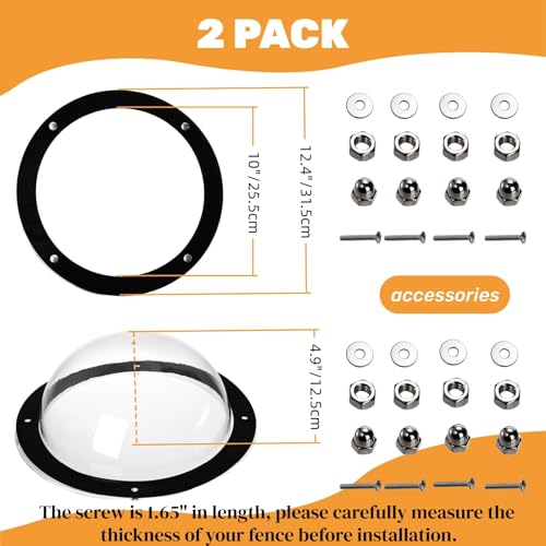 Image of Goaste 2 Pack Dog Fence Window, 12.4 Inch Clear Pet Dome, Durable Plastic Pet Peek Windows Playground, Doggie Fence Safe Domes, Pets Supply for Dog Cat Horse, 12.4 x 4.9 Inch
