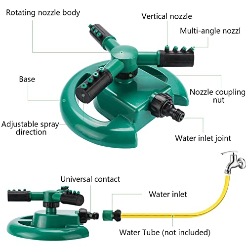 Image of Multi-Function 1 Pc Automatic 360 Rotating Adjustable Round 3 Arm Lawn Water Sprinkler for Watering Garden Plants /Pipe Hose Irrigation Yard Water Sprayer Rain Water Gadget Fountain Sprayer