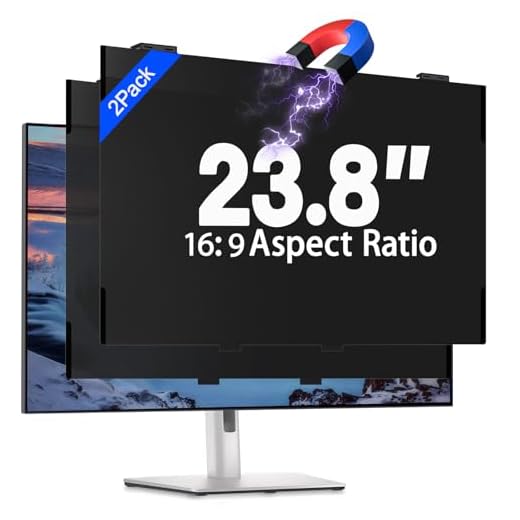 2 Pack 23.8 Inch Magnetic Computer Privacy Screen Filter for Monitor 16:9 Aspect Ratio, Removable Hanging Privacy Screen Shield, Anti Blue Light Filter, Anti-Glare Protector