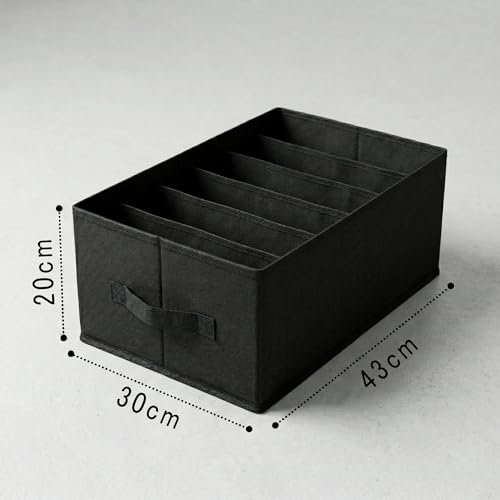 Image of Foldable Fabric Storage Bins with Handles - Collapsible Closet Organizer Boxes for Clothes, Jeans & T-Shirts - Stackable Shelf Drawer Organizers for Bedroom, Wardrobe & Home Storage (Black, Pack Of 4)