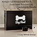 Dog Food Container Airtight 15 lb (50 Cup) Capacity with Metal Scoop - Cute Airtight Dog Food Storage Container with Bamboo Lid - Black Metal Kibble Storage Bin for Dogs up to 100 lbs - Big Pet Jar