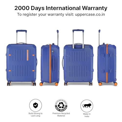Image of uppercase Hexa Medium Solid Trolley Bag with TSA Lock, Durable for Travel, RCS Certified for Sustainability, Anti-Theft Zippers and Double Wheels, Suitcase for Men & Women