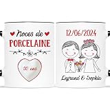Cadeau Plus Mug Personnalisé Prénom - Noces De Porcelaine 20 Ans -...