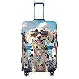 AZGNHM Luggage Cover, Beach Dogs Print Suitcase Protector, Elastic Spandex, Large (25-28 inches)