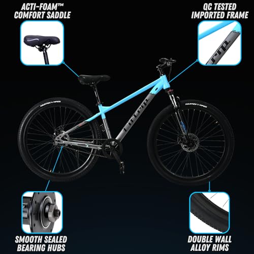 Image of FitTrip Fox Rush 29T Unisex MTB | Non Gear MTB | Clarks UK Dual Disk Brakes | XC60 Lockout Suspension I 1030 Alloy Frame w /Internal Cabling | Zero Maintenance (Azure Blue)