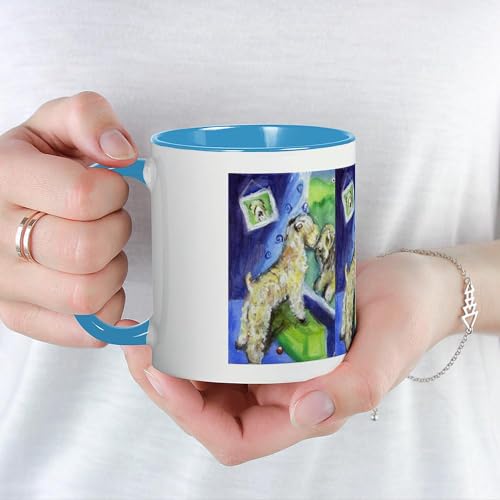 Taza Café Cerámica 11 oz Blanco Azul Interior miniatura 5