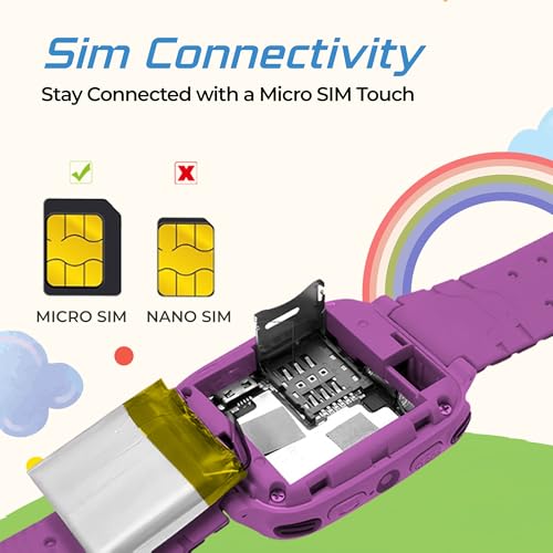 Image of GameSir Kids Smartwatch for Boys & Girls, Men & Women, Sim Card Support, Location Tracker /GPS System, Music Player, Camera, Video,Notification, Alarm, Waterproof, Calling Smart Watch (Purple)