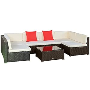 Outsunny7pieceoutdoorpatiofurnituresetperattanwickersectionalsofasetwithcouchcushionsthrowpillowsandcoffeetableorangecream Urban Country Home Decor Outsunny 7 piece outdoor patio furniture set pe rattan wicker sectional sofa set with couch cushions throw pillows and coffee table orange cream urban country home decor