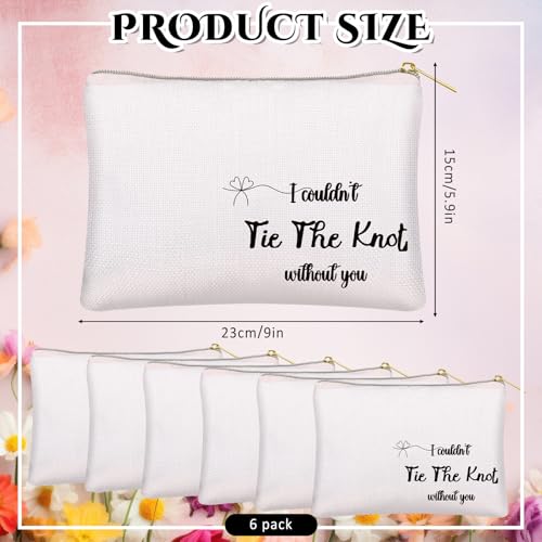 Kacctyen Set of 6 I Couldn't Tie the Knot Without You Cosmetic Bag Bridesmaids Proposal Gift Bag Bridal Party Wedding Bridesmaids Supplies for Bridal Shower Wedding Bachelorette Party2
