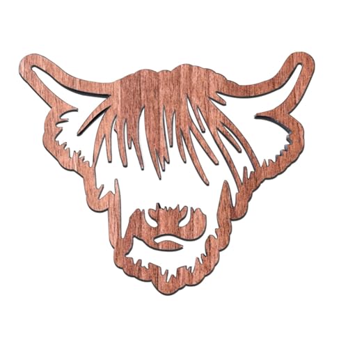 casstaly Posavasos de Madera con DiseñO de Animales, Posavasos de Madera de Vaca de Las Tierras Altas, 4 Posavasos de Vaca de Las Tierras Altas Escocesas, Posavasos con Base