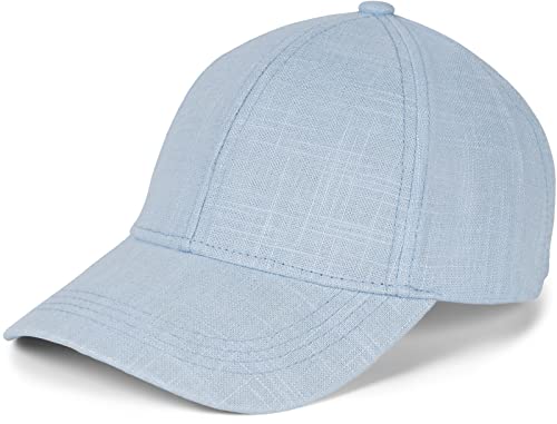 styleBREAKER Gorra Unisex de Lino | Gorra de Béisbol de 6 Paneles Ajustable con Visera Curva | Gorro de Verano Transpirable con Hebilla Metálica | Ligera, Cómoda y con Estilo, Azul Claro