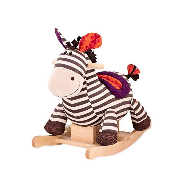 B. toys Schaukelpferd Zebra gestreift aus weichem Plüsch und hochwertigem Holz, Schaukeltier zum Draufsitzen für Kinder…